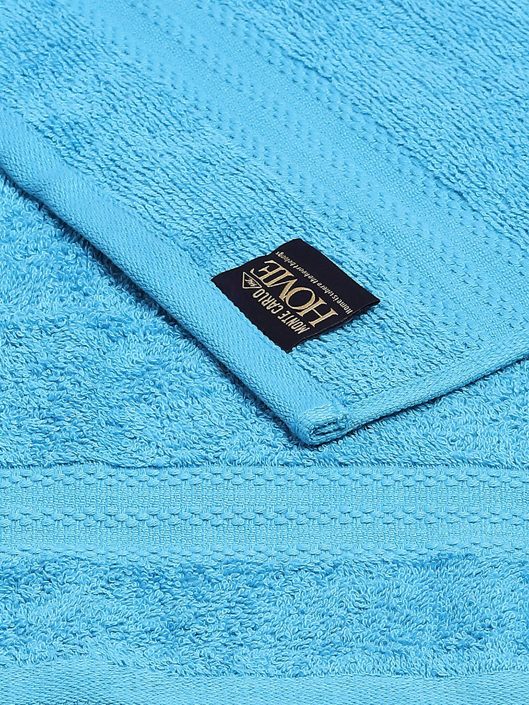 Sky Blue Cotton Solid 380 GSM 2 Bath Towel & 2 Hand Towel