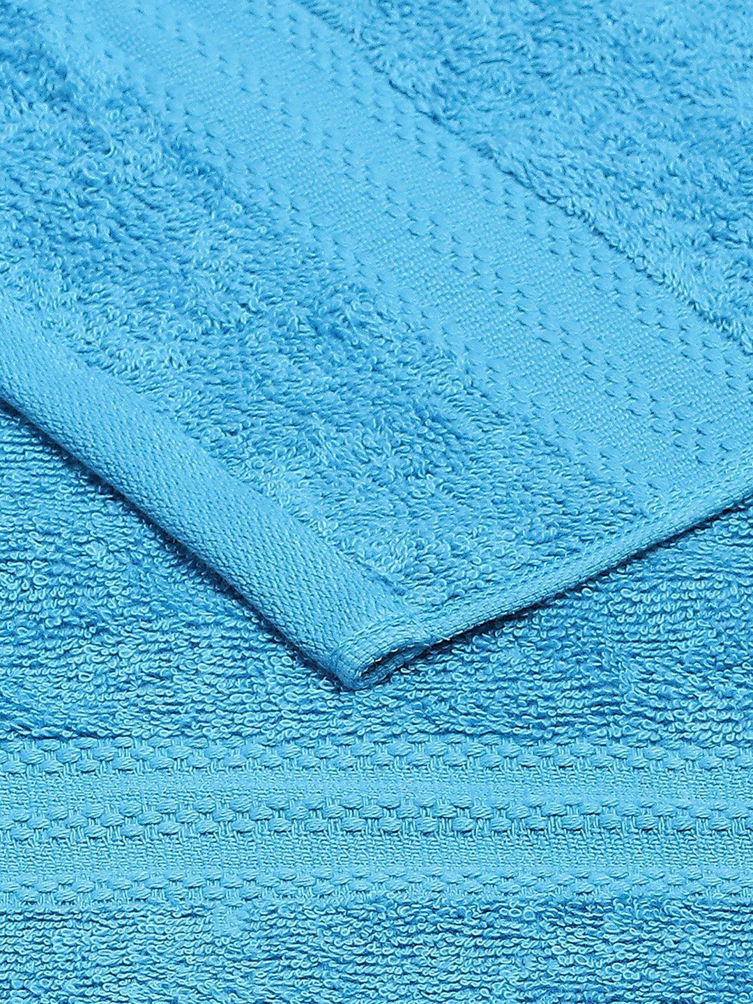 Sky Blue Cotton Solid 380 GSM 2 Bath Towel & 2 Hand Towel