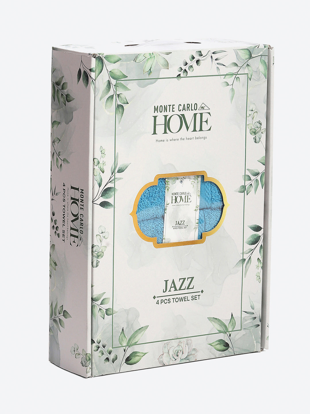 Sky Blue Cotton Solid 380 GSM 2 Bath Towel & 2 Hand Towel