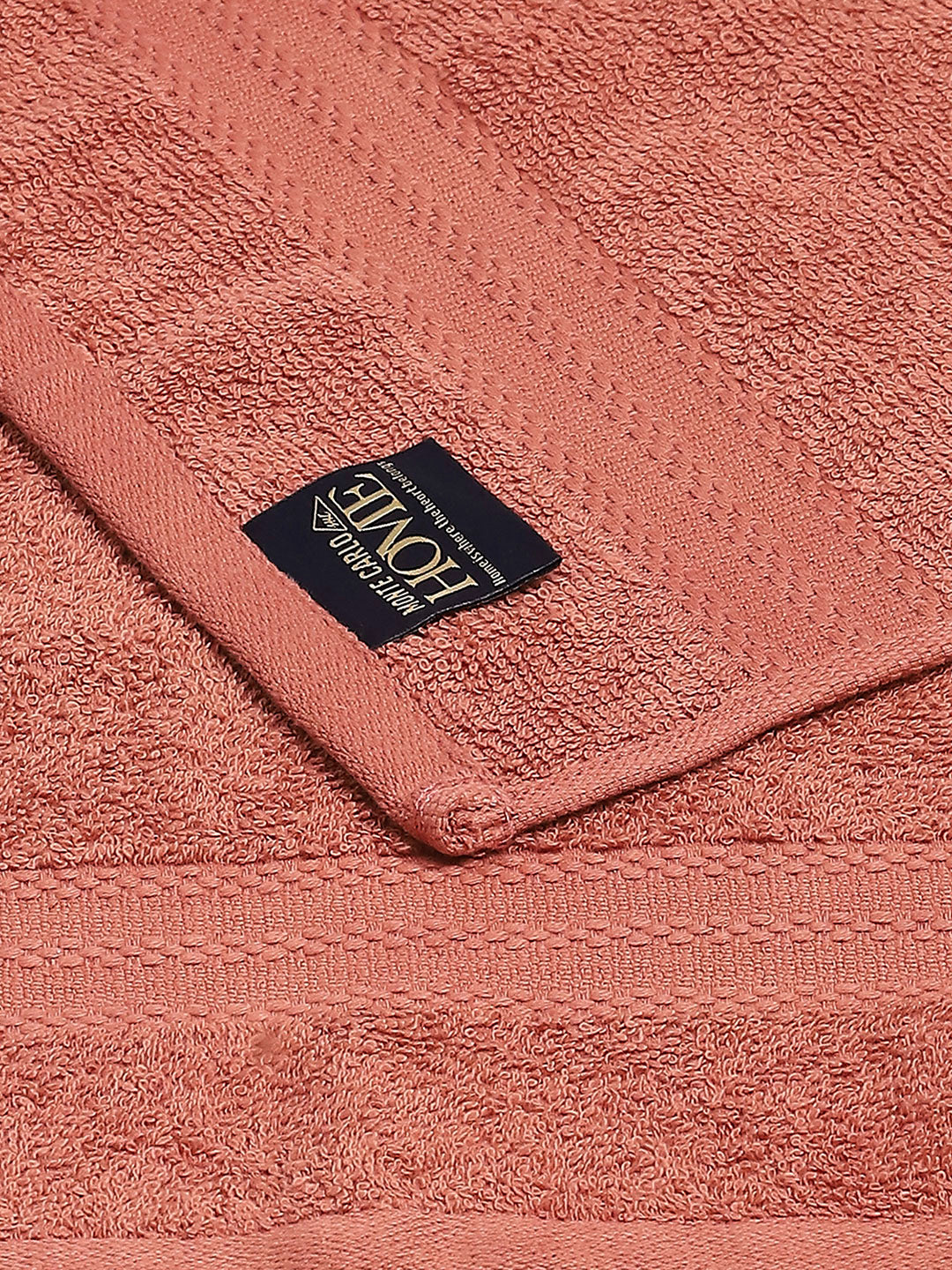 Brown Cotton Solid 380 GSM 2 Bath Towel & 2 Hand Towel