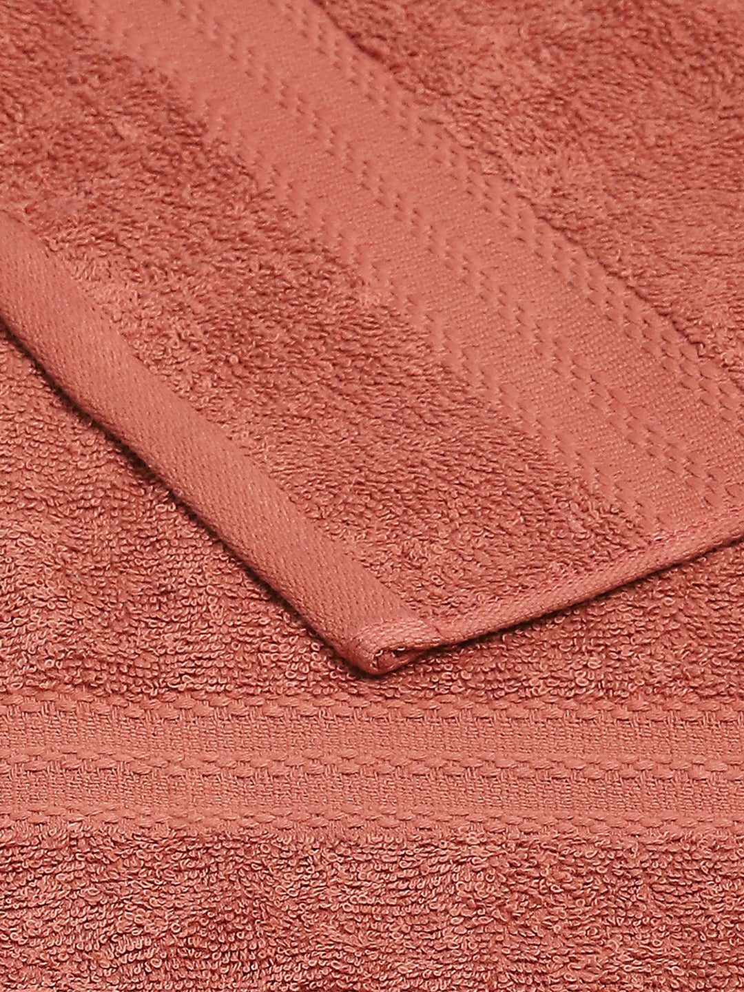 Brown Cotton Solid 380 GSM 2 Bath Towel & 2 Hand Towel