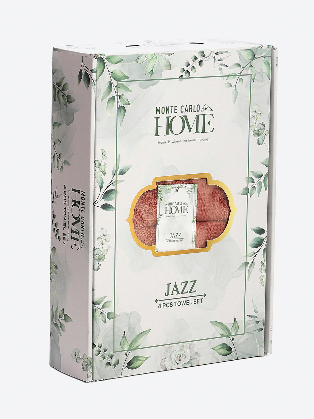 Brown Cotton Solid 380 GSM 2 Bath Towel & 2 Hand Towel