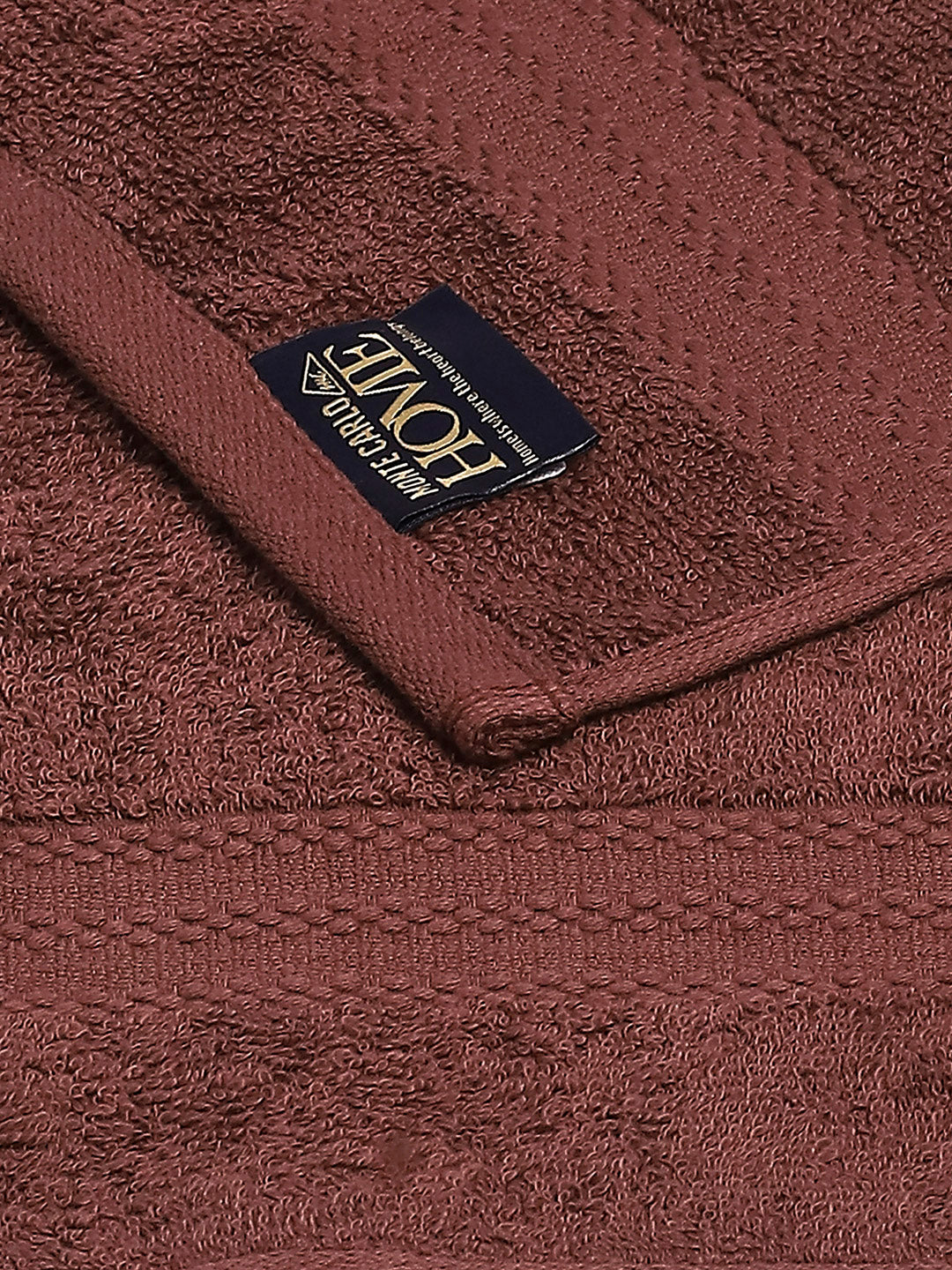 Dark Brown Cotton Solid 380 GSM 2 Bath Towel & 2 Hand Towel