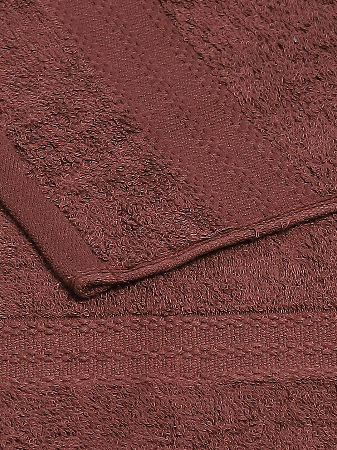 Dark Brown Cotton Solid 380 GSM 2 Bath Towel & 2 Hand Towel
