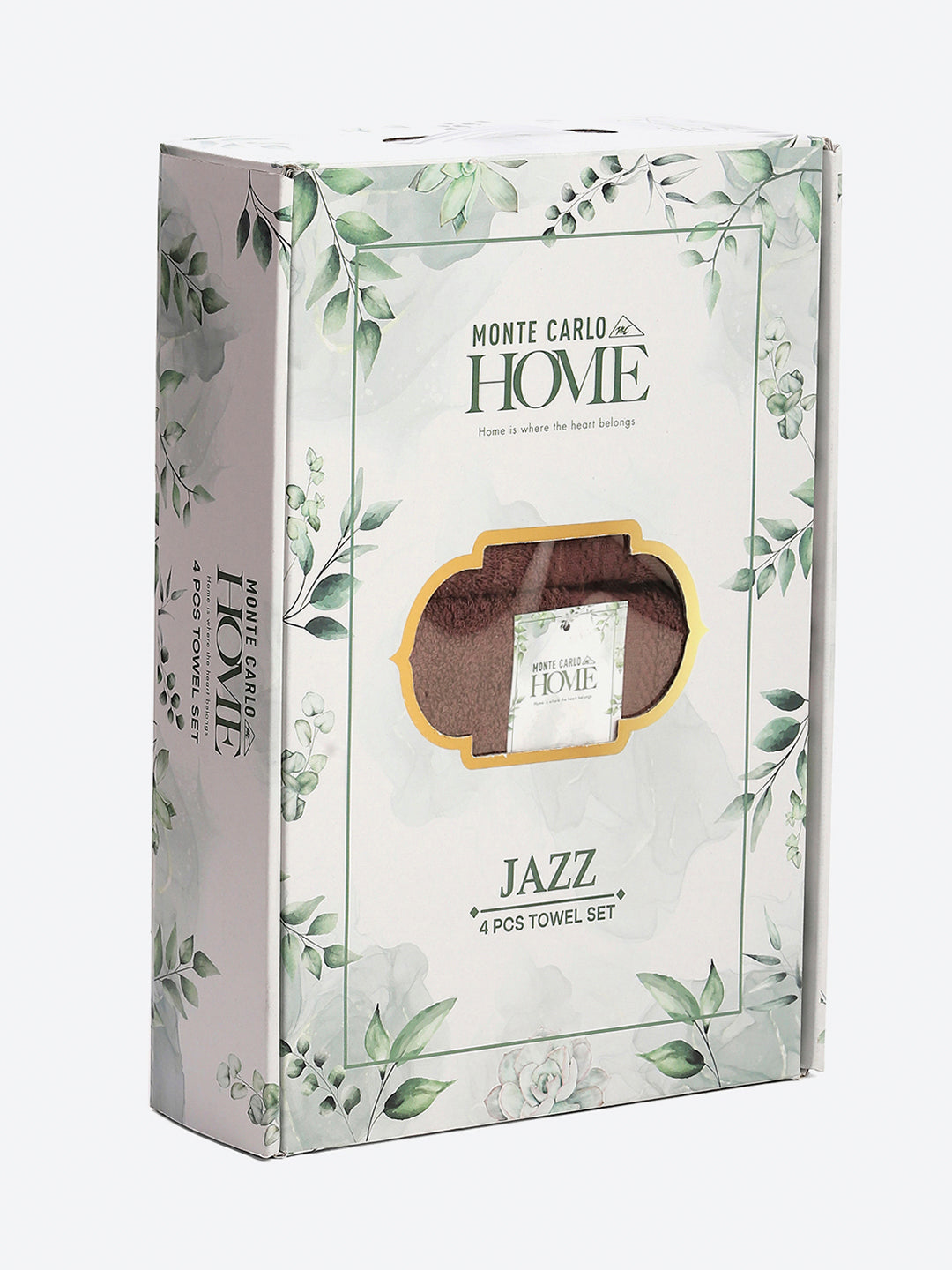 Dark Brown Cotton Solid 380 GSM 2 Bath Towel & 2 Hand Towel