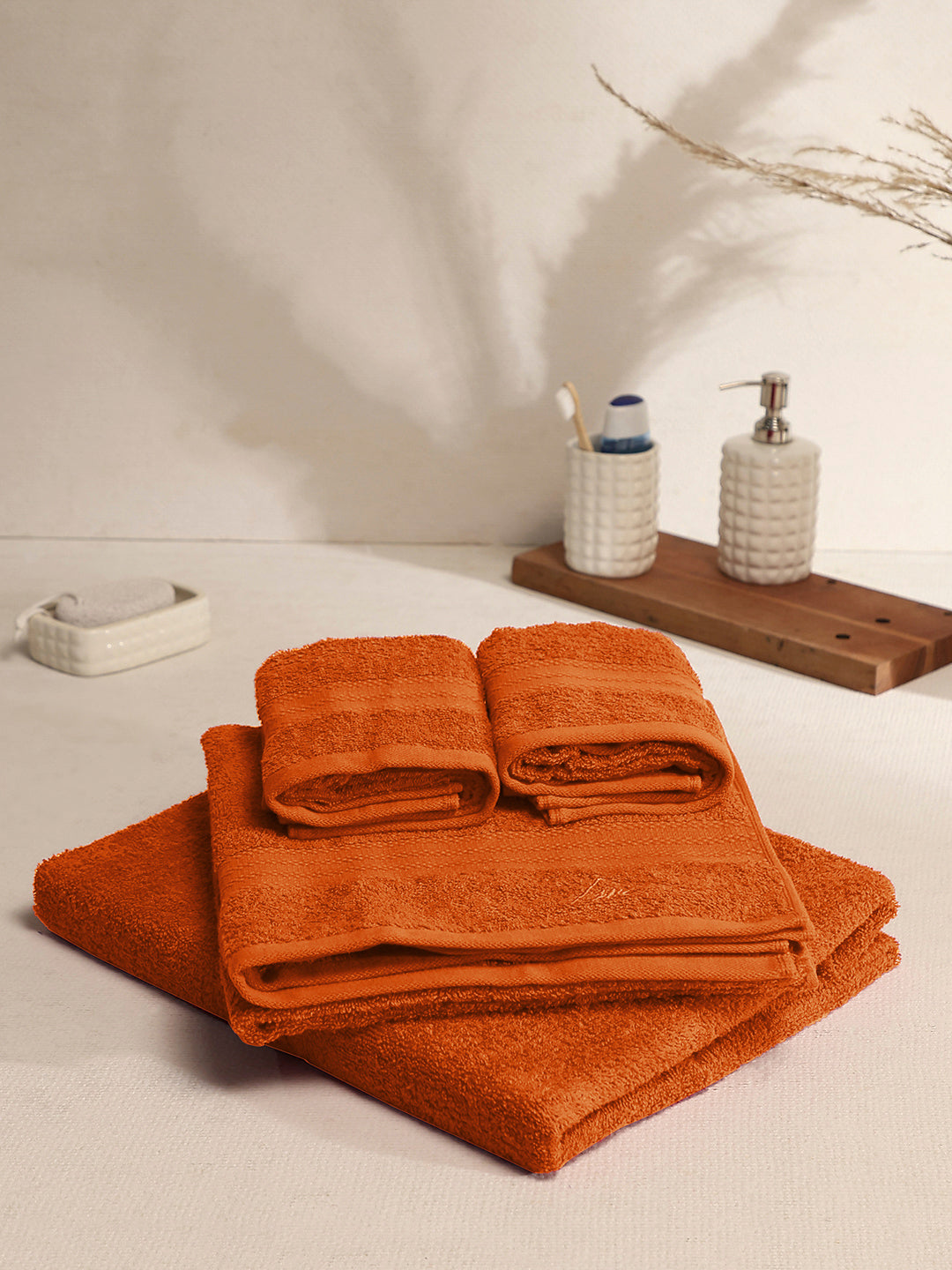 Cotton Towels Orange Bathroom Hand Towels Orange Cotton Solid