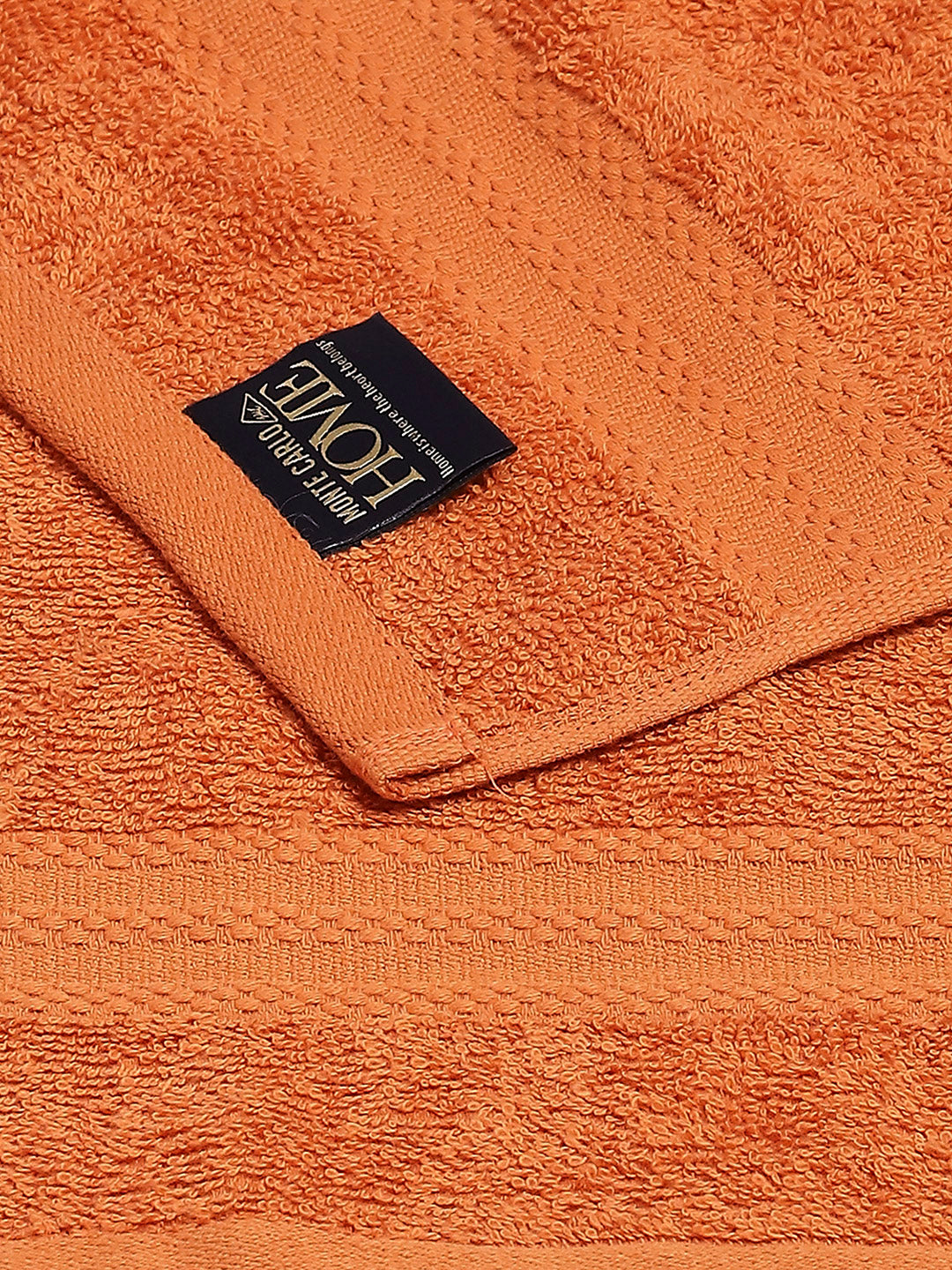 Orange Cotton Solid 380 GSM 2 Bath Towel & 2 Hand Towel