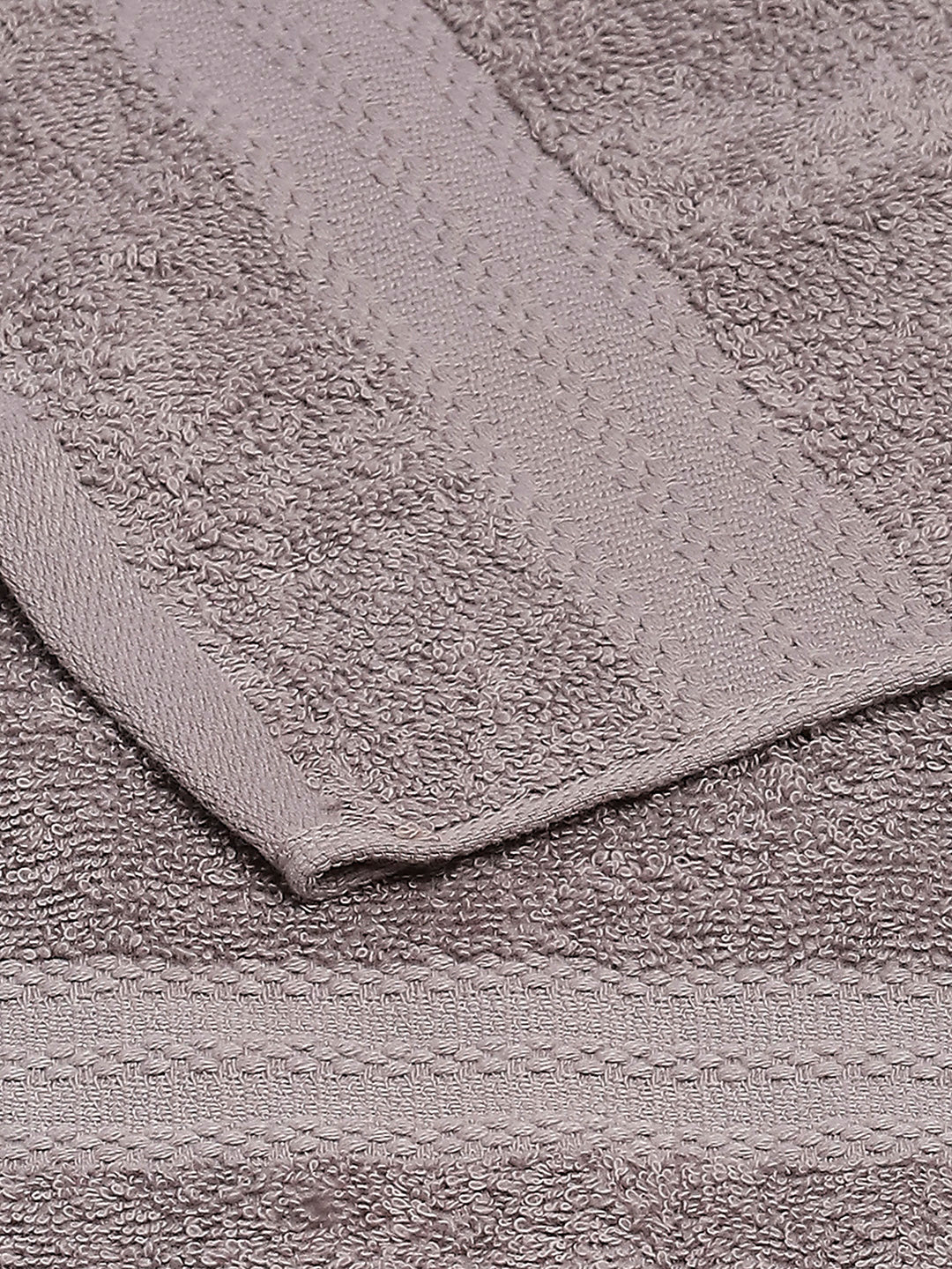 Grey Cotton Solid 380 GSM 2 Bath Towel & 2 Hand Towel
