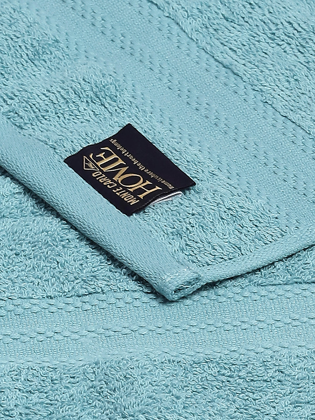 Light Blue Cotton Solid 380 GSM 2 Bath Towel & 2 Hand Towel