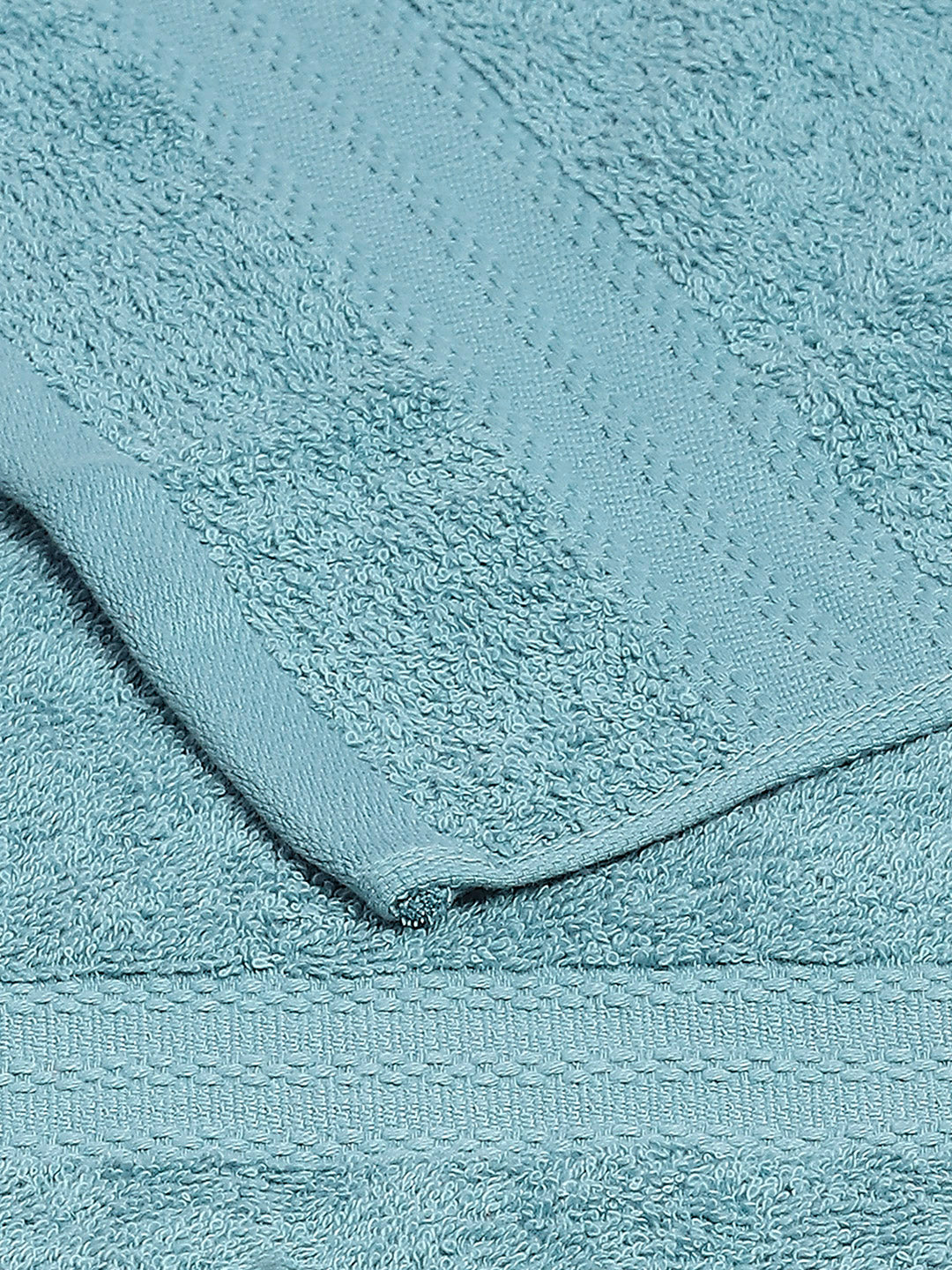 Light Blue Cotton Solid 380 GSM 2 Bath Towel & 2 Hand Towel