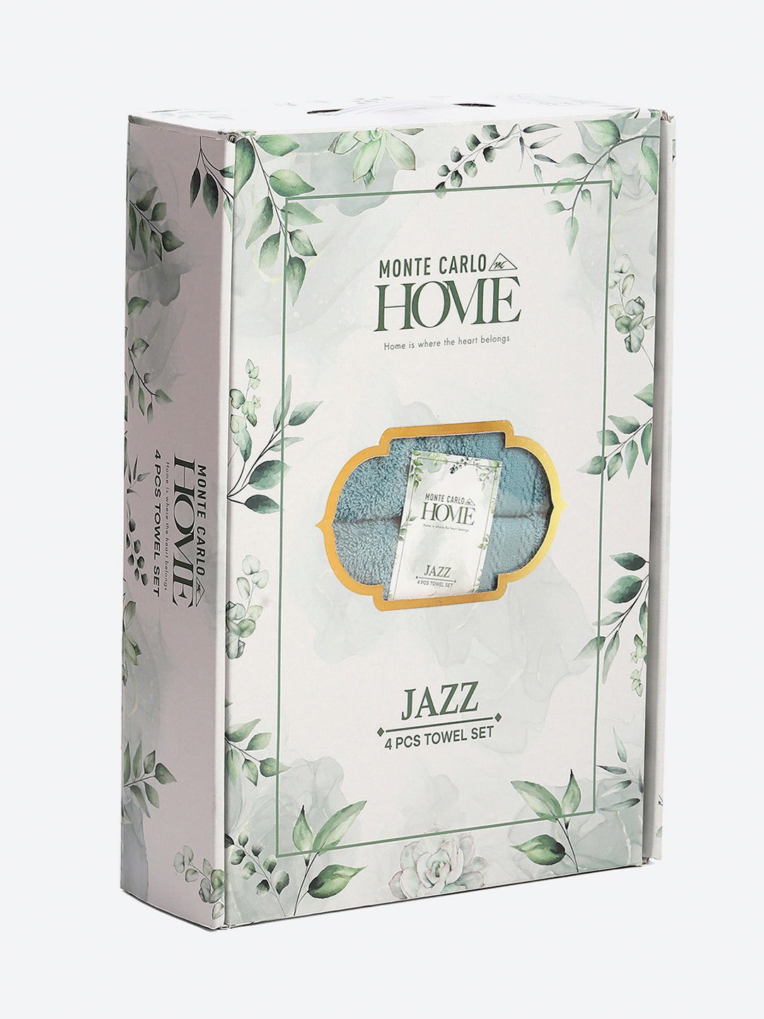 Light Blue Cotton Solid 380 GSM 2 Bath Towel & 2 Hand Towel