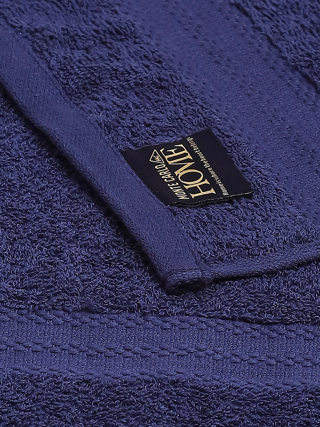 Navy Blue Cotton Solid 380 GSM 2 Bath Towel & 2 Hand Towel