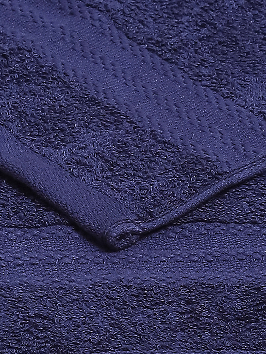 Navy Blue Cotton Solid 380 GSM 2 Bath Towel & 2 Hand Towel