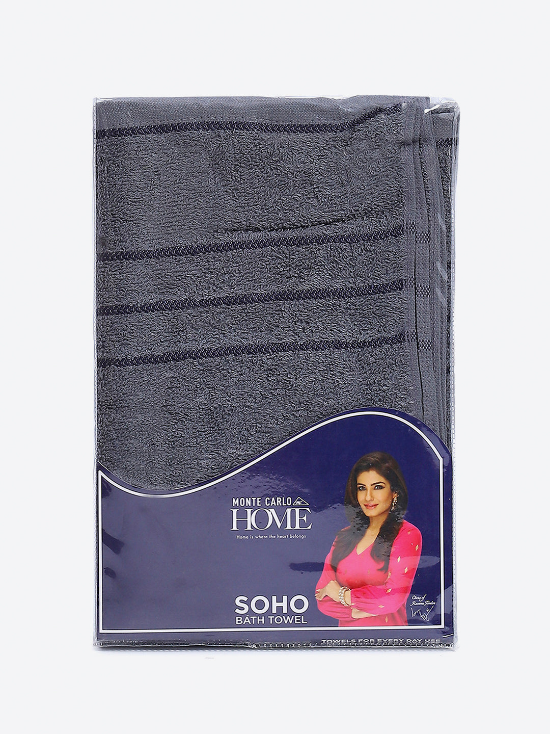 Grey Cotton Solid 350 GSM Bath Towel (Soho)