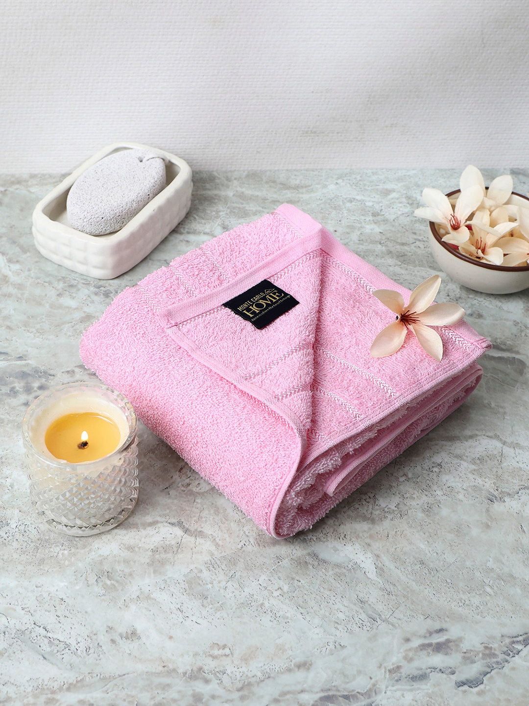 Light Pink Cotton Solid 350 GSM Bath Towel (Soho)