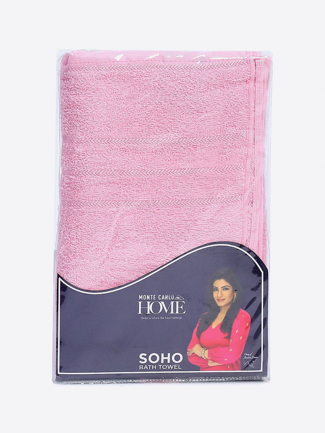 Light Pink Cotton Solid 350 GSM Bath Towel (Soho)