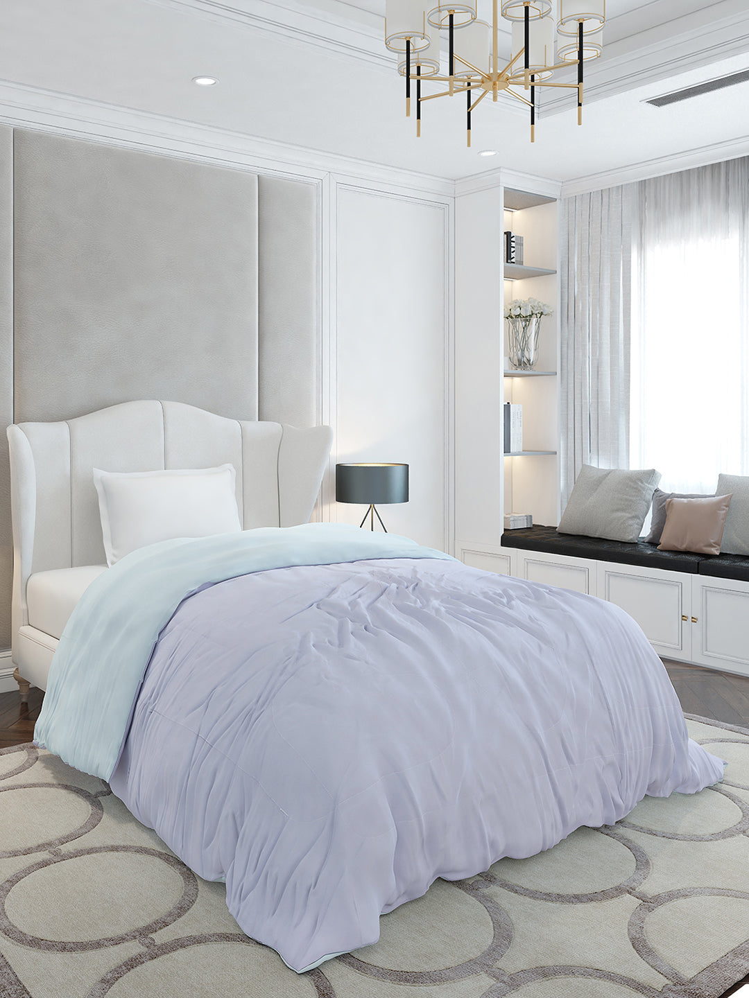 Solid Single Bed 110 GSM Comforter for AC Room - (Icefelgsb)