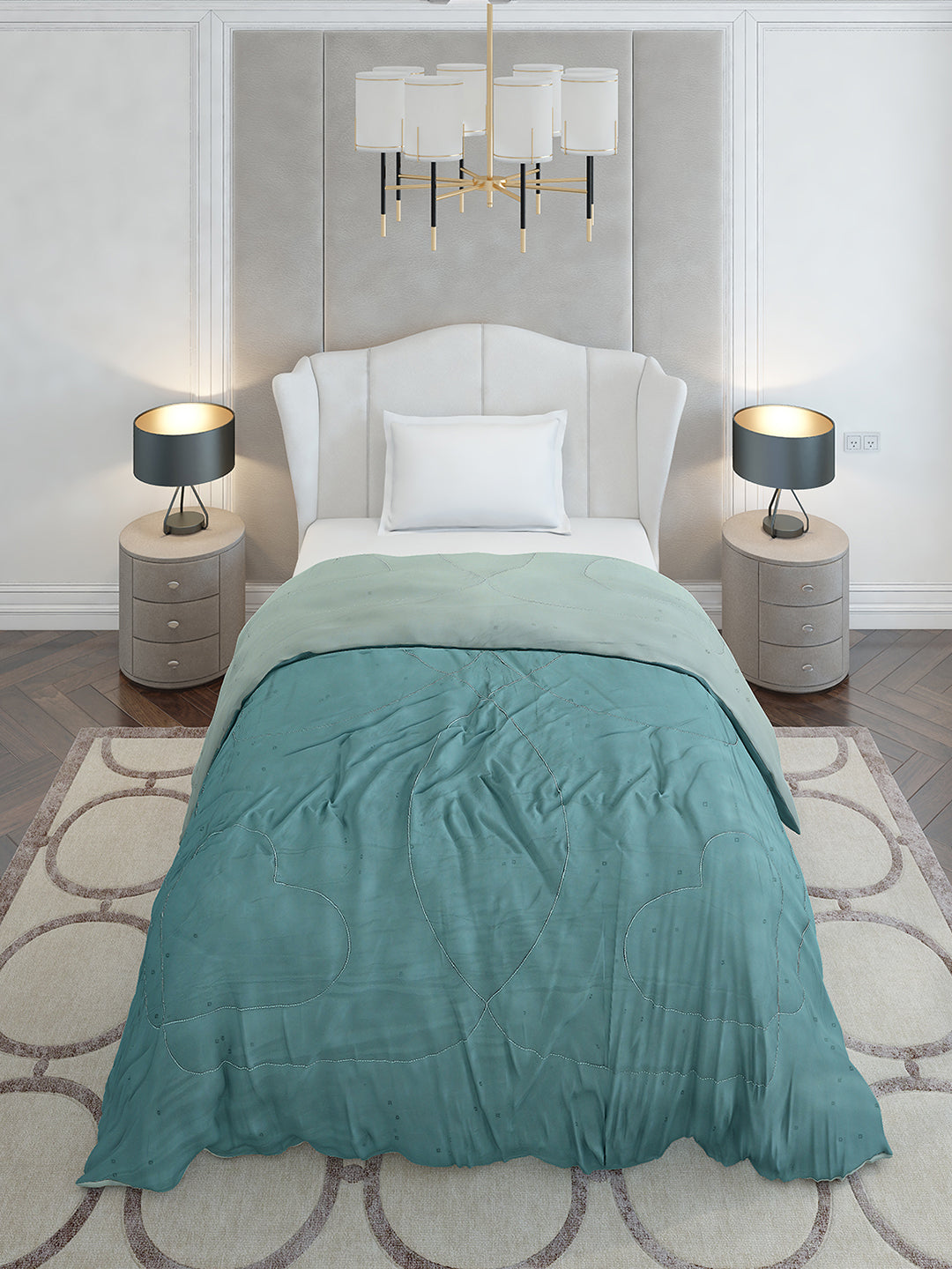 Solid Single Bed 110 GSM Comforter for AC Room - (Icefelgsb)