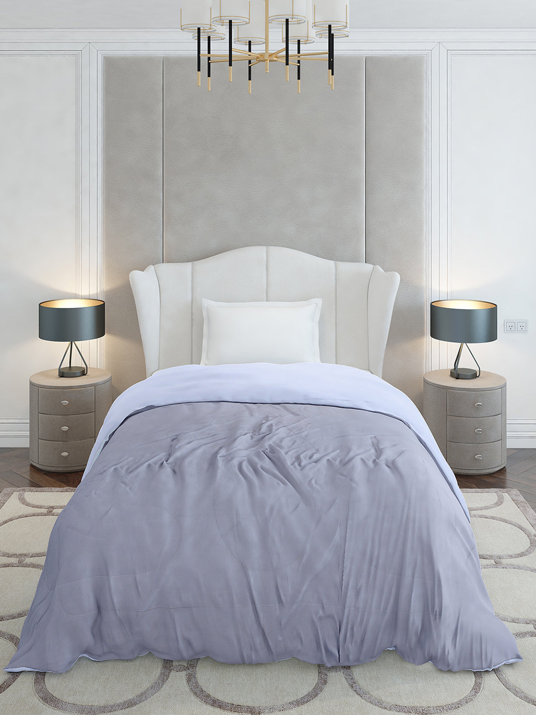 Solid Single Bed 110 GSM Comforter for AC Room - (Icefelgsb)