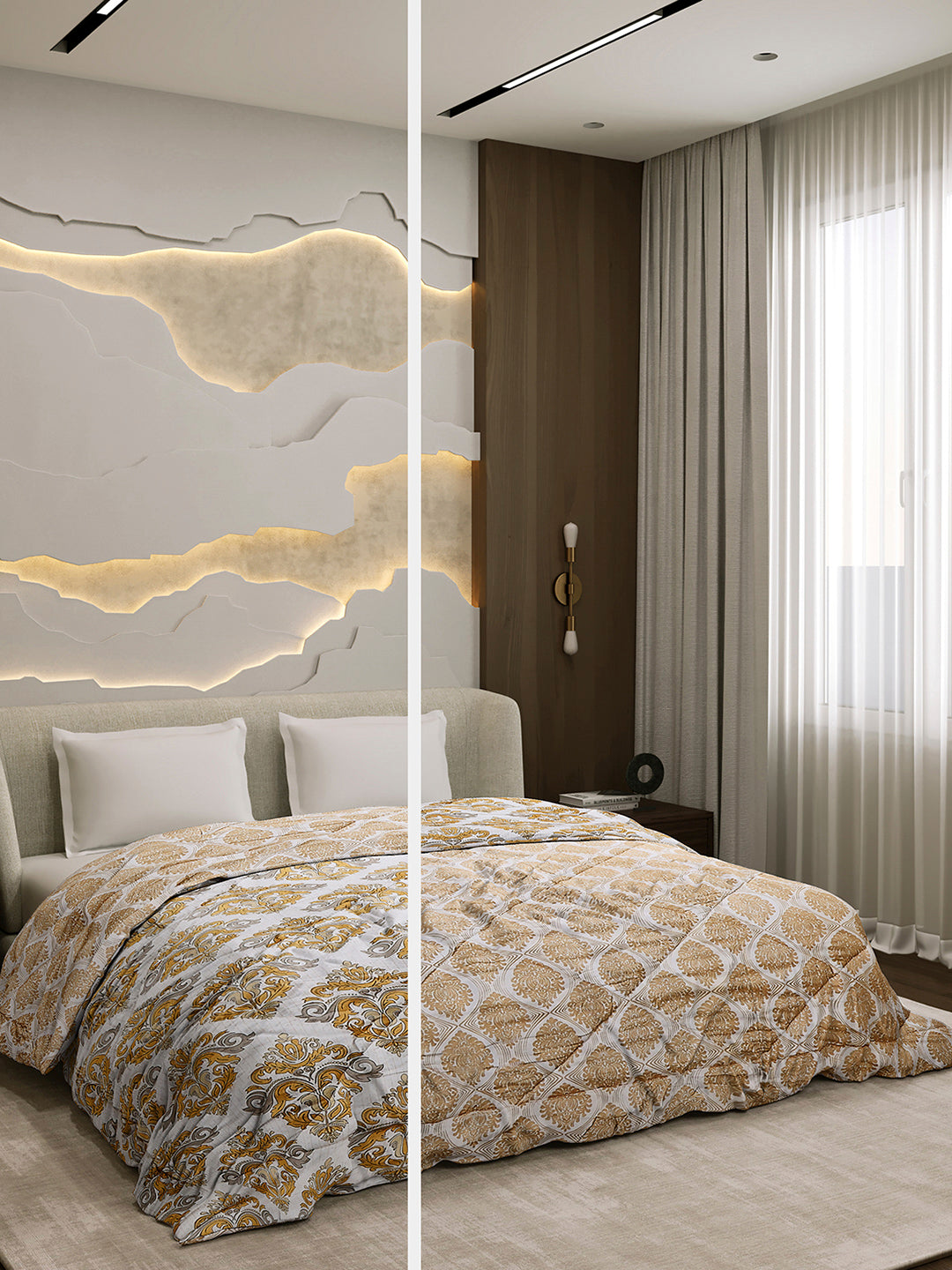 Printed Double Bed 3 Ply Comforter for AC Room - (Marvella)