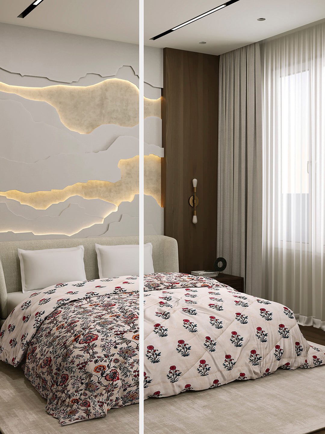 Printed Double Bed 3 Ply Comforter for AC Room - (Marvella)