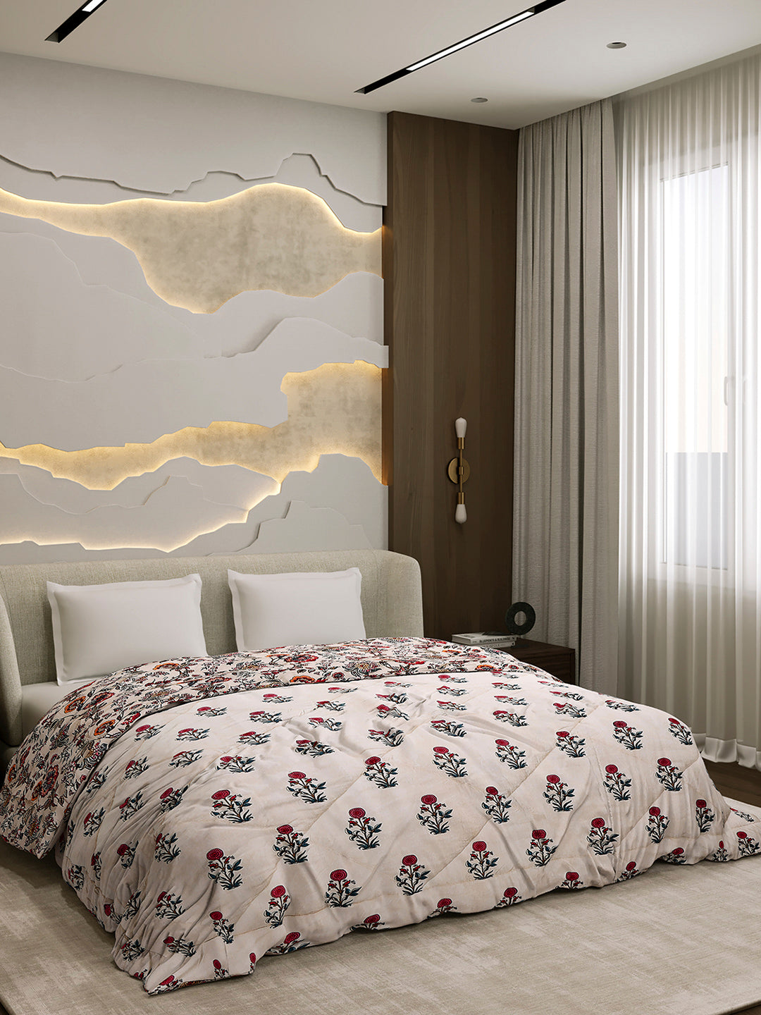 Printed Double Bed 3 Ply Comforter for AC Room - (Marvella)