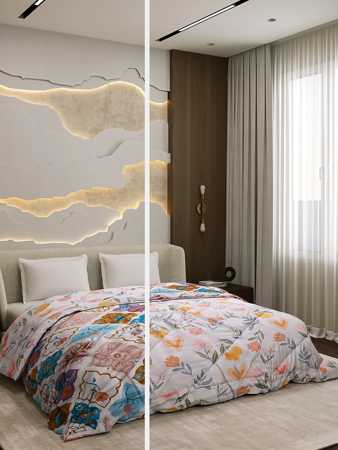 Printed Double Bed 3 Ply Comforter for AC Room - (Marvella)