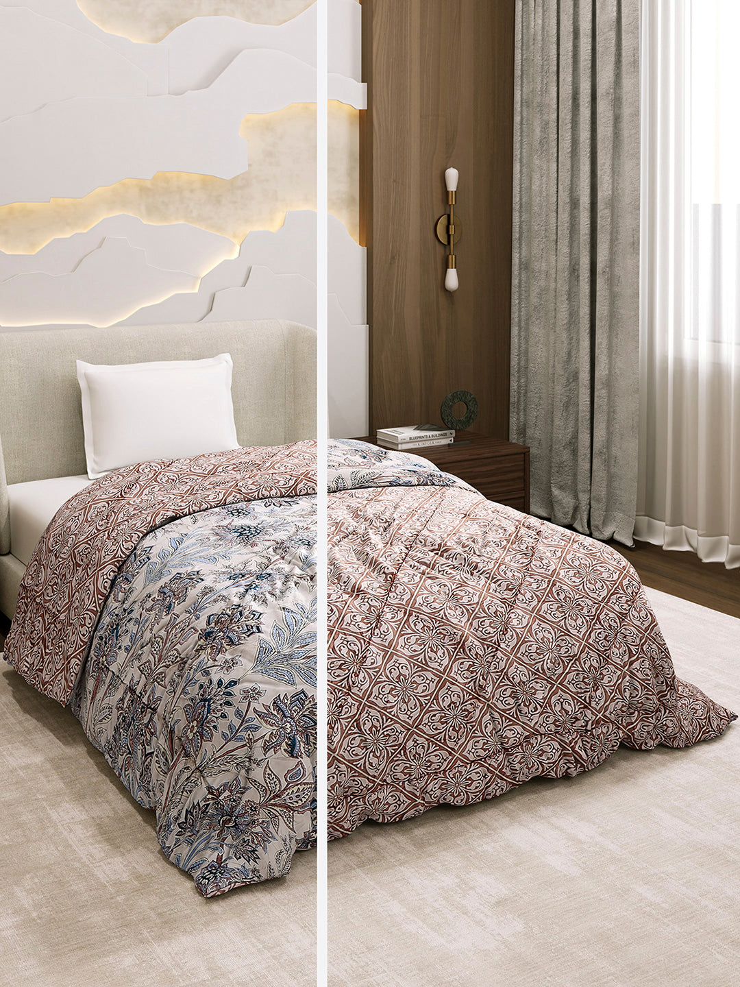Printed Single Bed 3 Ply Comforter for AC Room - (Marvella)