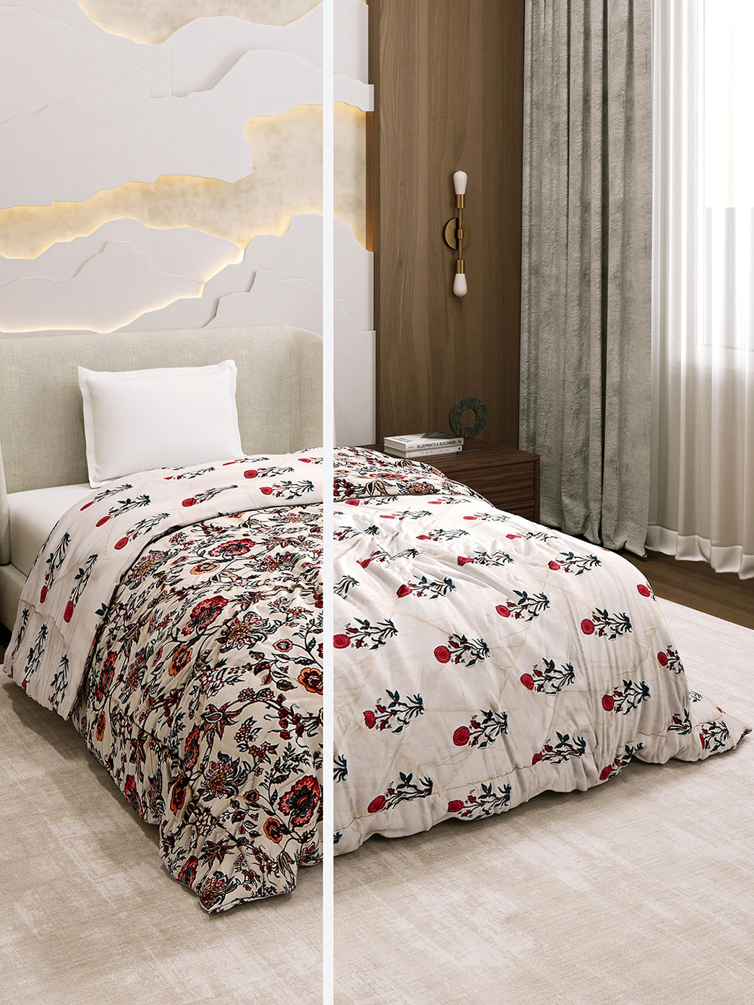 Printed Single Bed 3 Ply Comforter for AC Room - (Marvella)