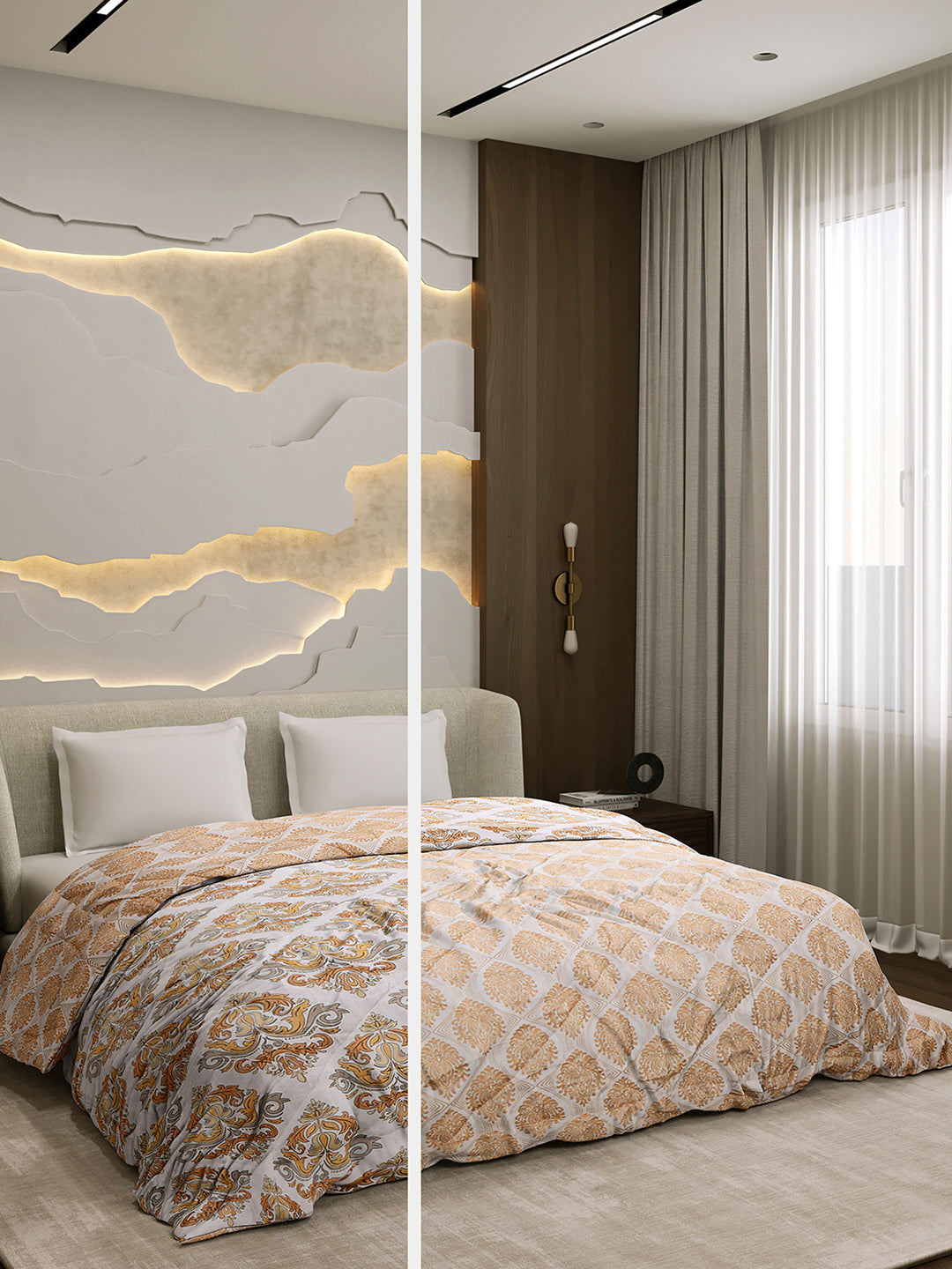 Printed Double Bed 3 Ply Comforter for AC Room - (Marvella)