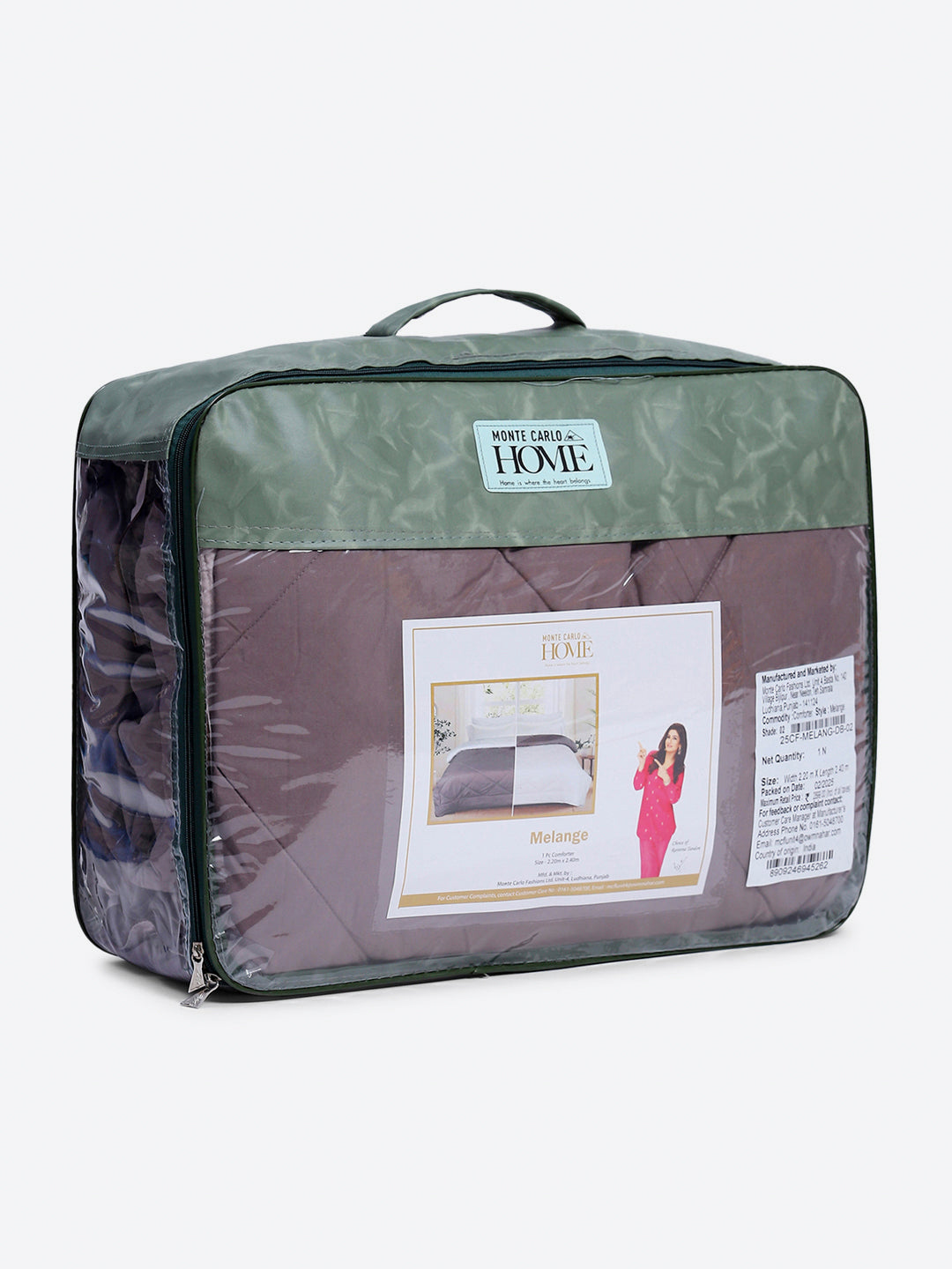 Solid Double Bed 3 Ply Comforter for AC Room - (Melange)