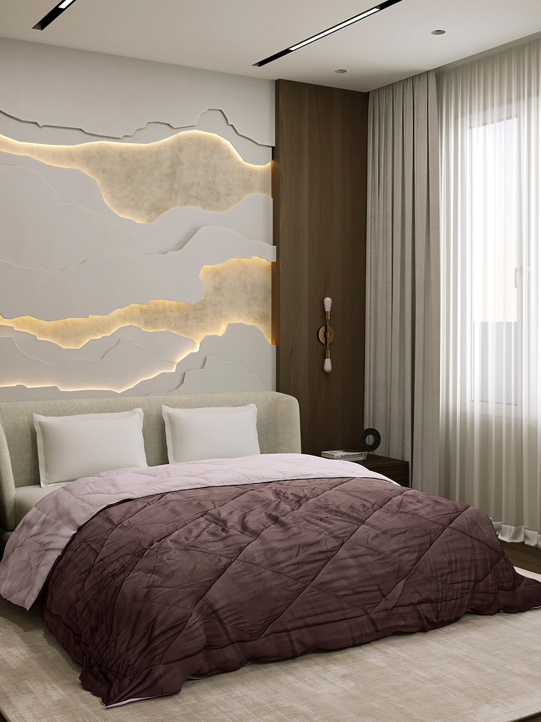 Solid Double Bed 3 Ply Comforter for AC Room - (Melange)