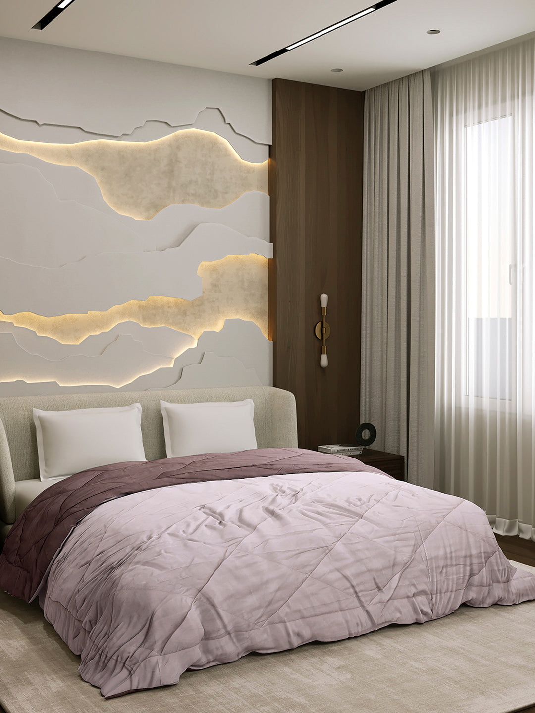 Solid Double Bed 3 Ply Comforter for AC Room - (Melange)