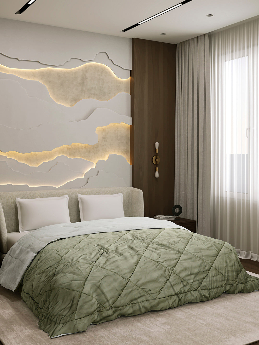 Solid Double Bed 3 Ply Comforter for AC Room - (Melange)