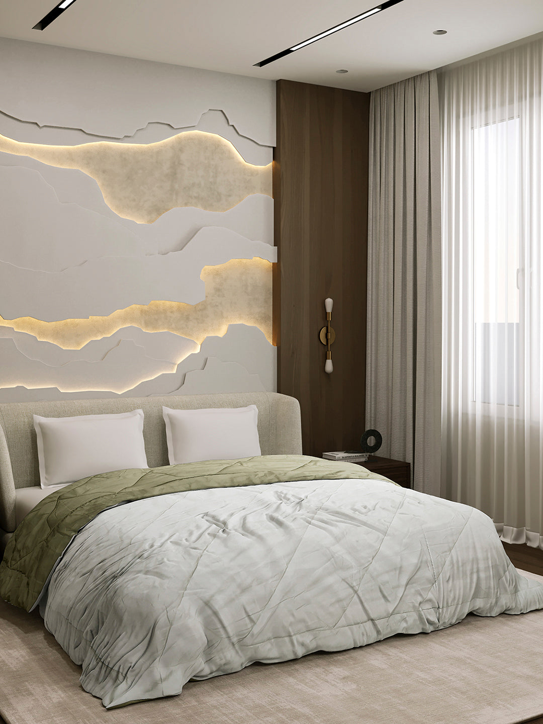 Solid Double Bed 3 Ply Comforter for AC Room - (Melange)