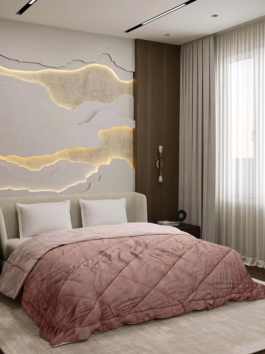 Solid Double Bed 3 Ply Comforter for AC Room - (Melange)