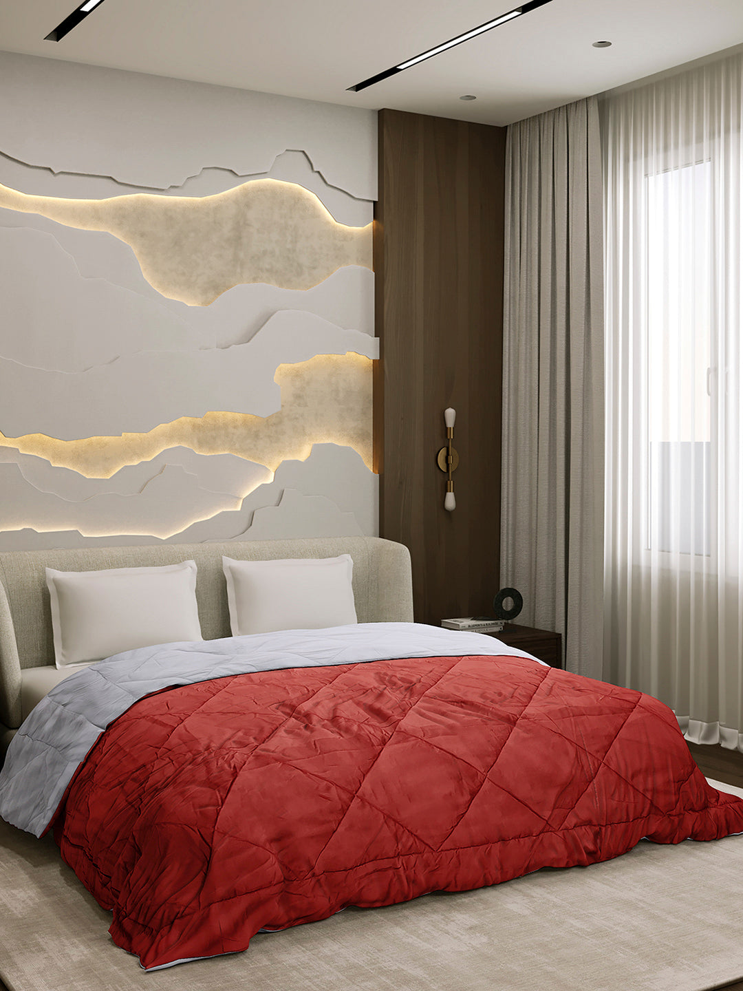 Solid Double Bed 3 Ply Comforter for AC Room - (Melange)