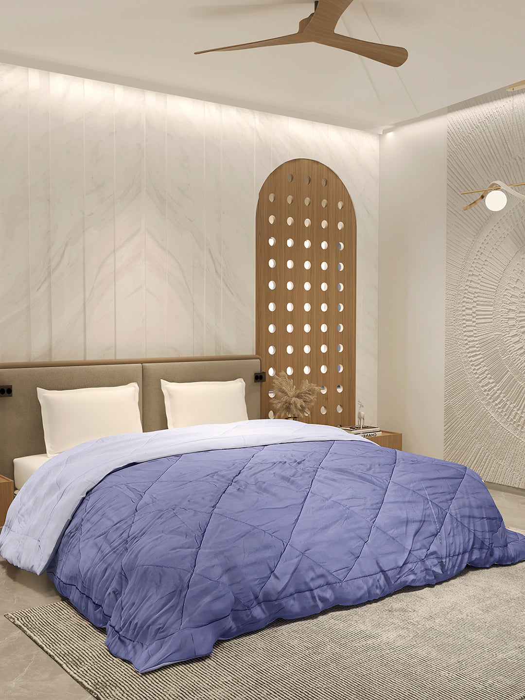 Solid Double Bed 3 Ply Comforter for AC Room - (Melange)