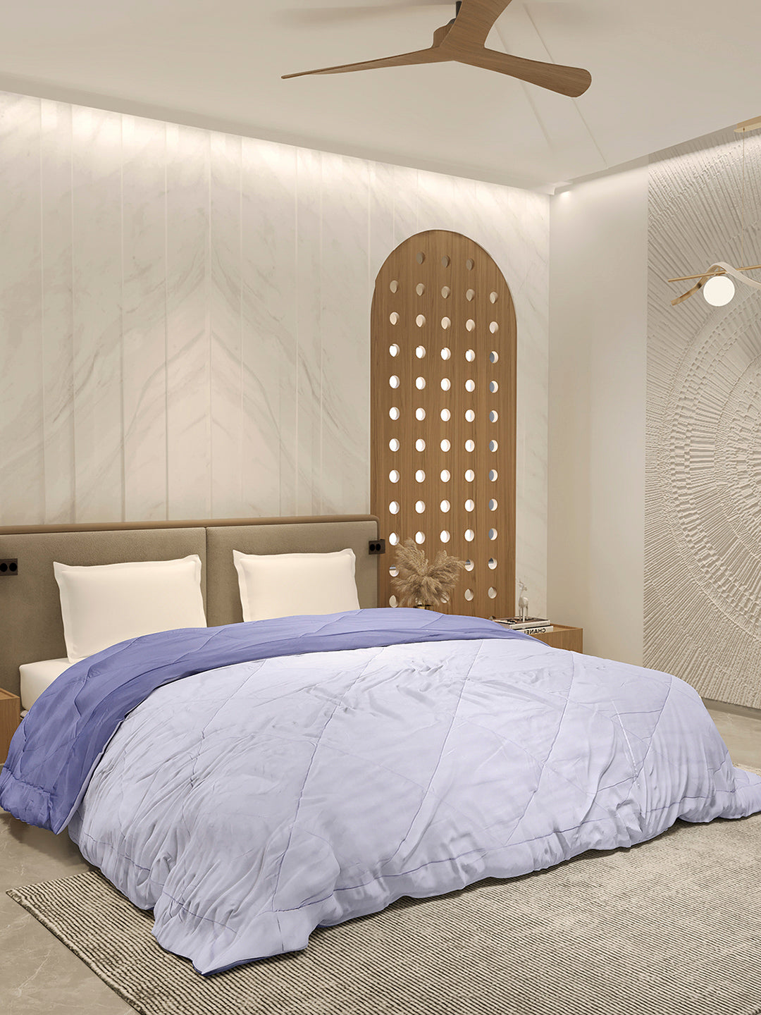 Solid Double Bed 3 Ply Comforter for AC Room - (Melange)