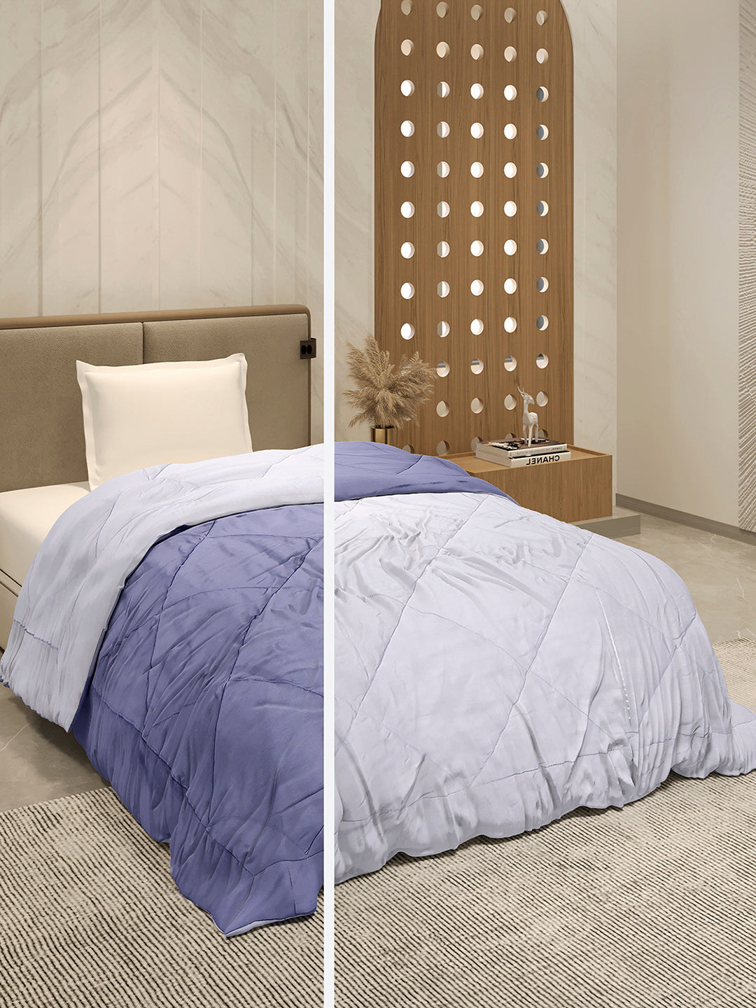 Solid Single Bed 3 Ply Comforter for AC Room - (Melange)