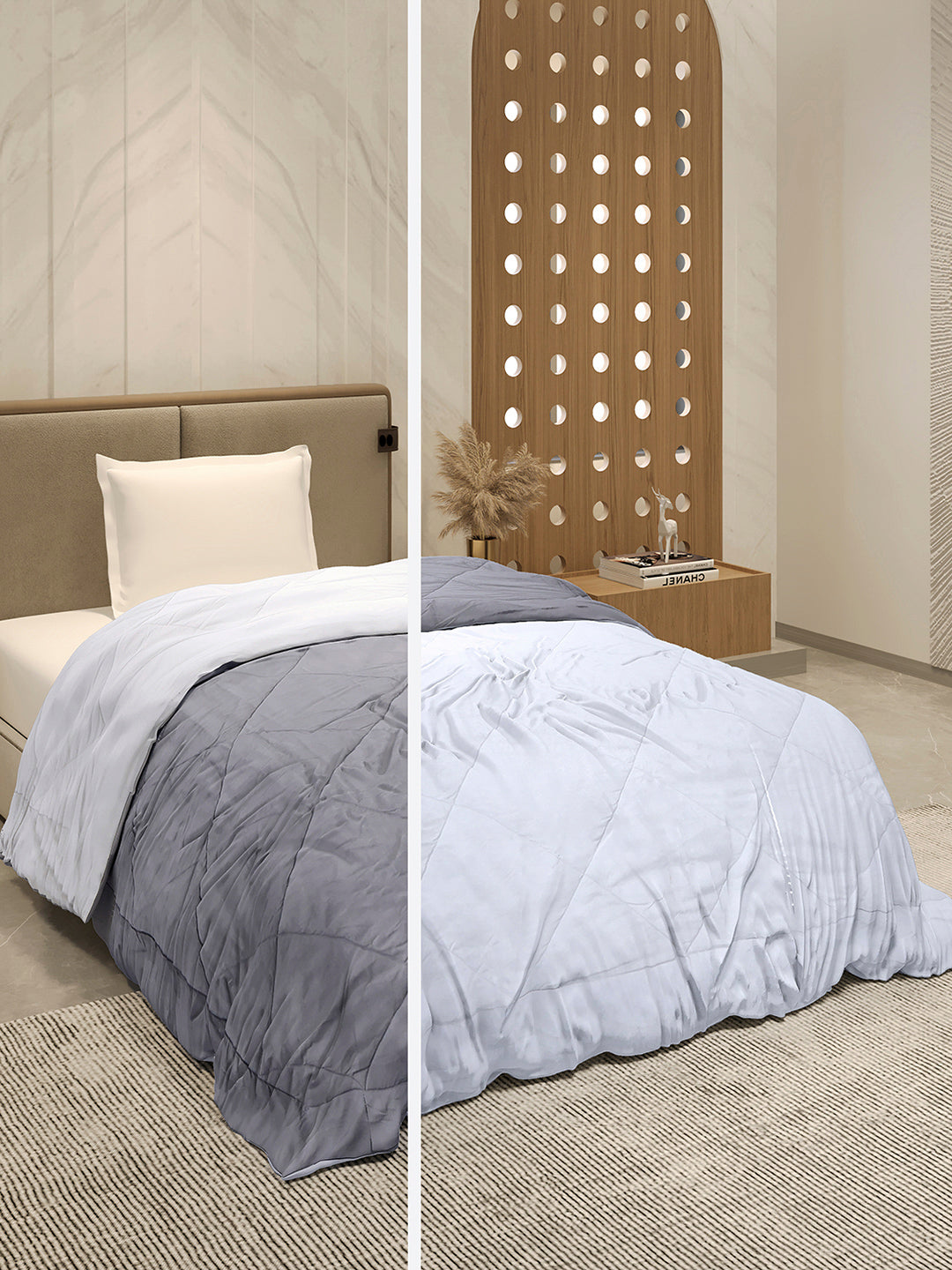 Solid Single Bed 3 Ply Comforter for AC Room - (Melange)