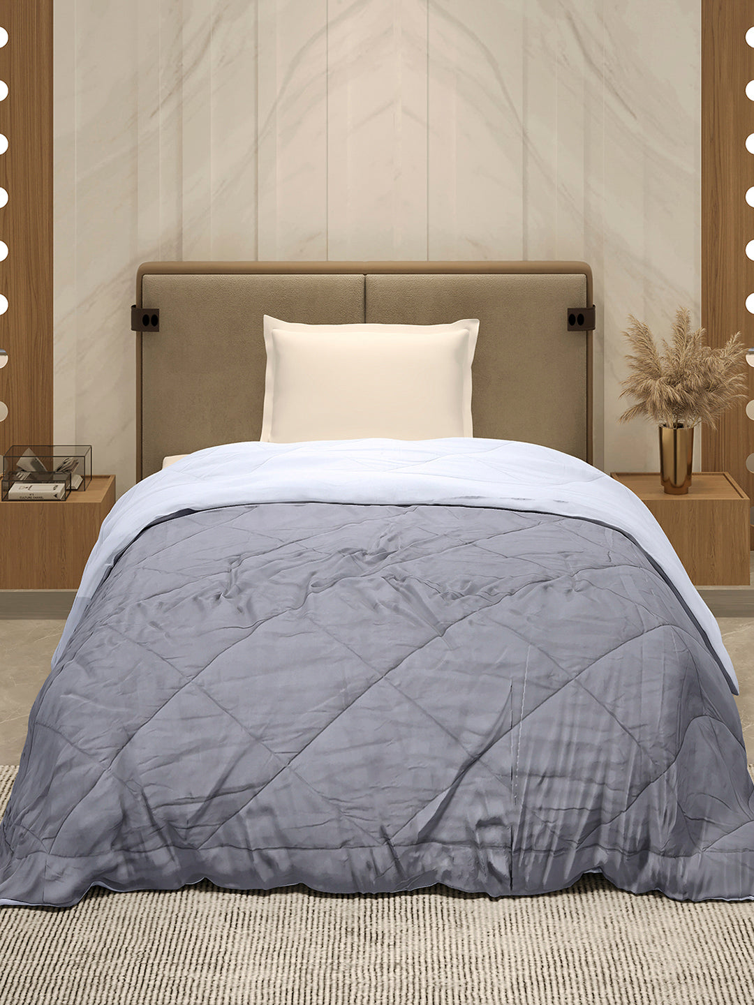 Solid Single Bed 3 Ply Comforter for AC Room - (Melange)