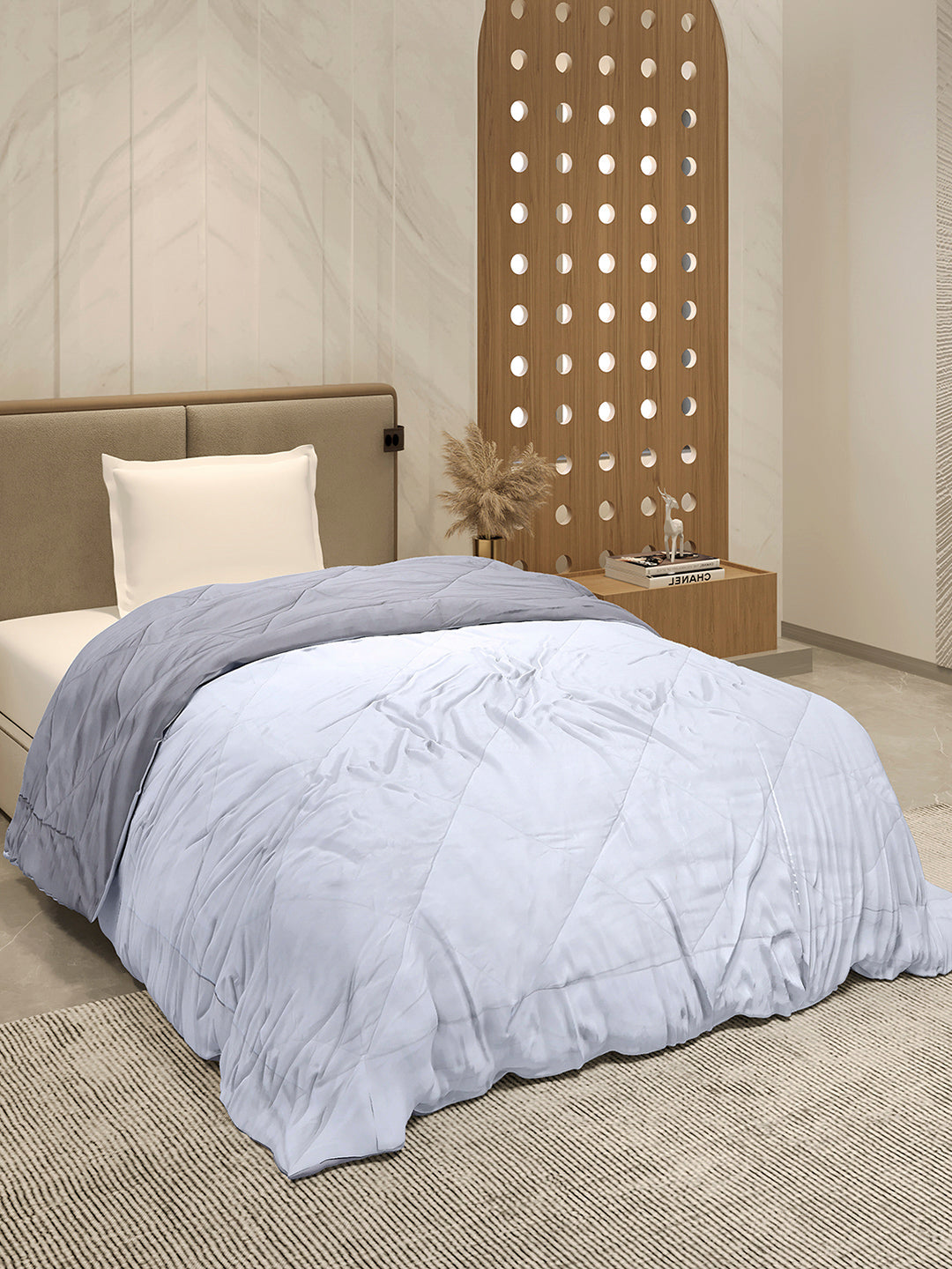 Solid Single Bed 3 Ply Comforter for AC Room - (Melange)