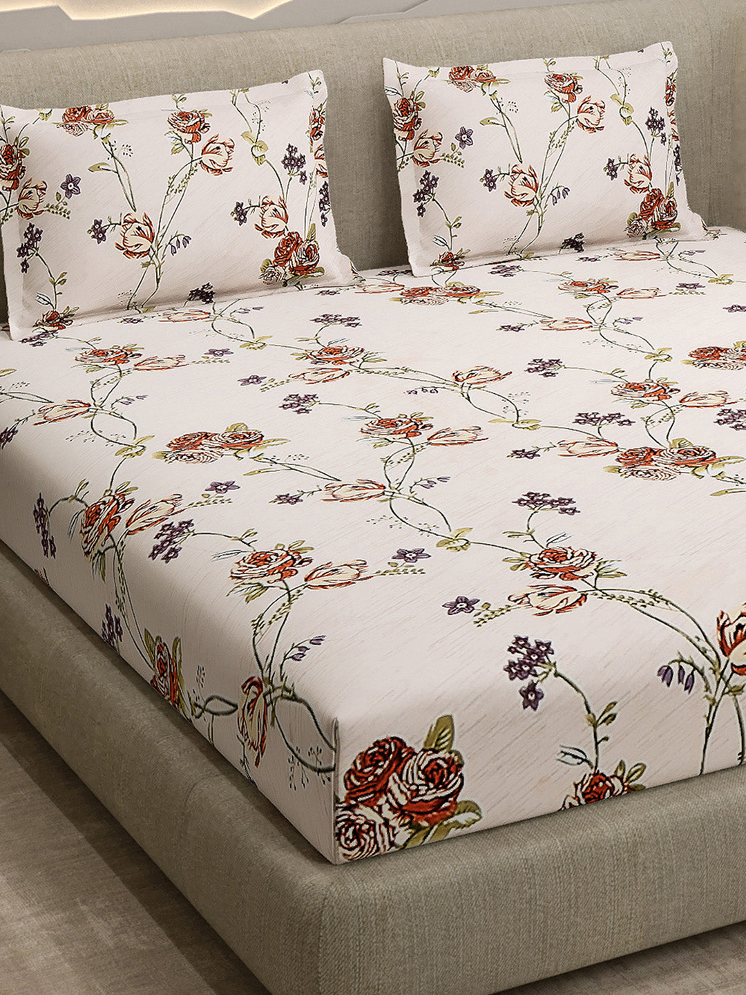 Printed Double Bed 130 GSM 4 Pc Bedding Set (1 Bedsheet, 1 AC Comforter & 2 Pillow Cover)