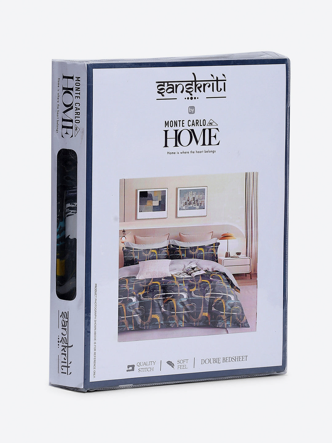 Printed Double Bed 130 GSM 4 Pc Bedding Set (1 Bedsheet, 1 AC Comforter & 2 Pillow Cover)