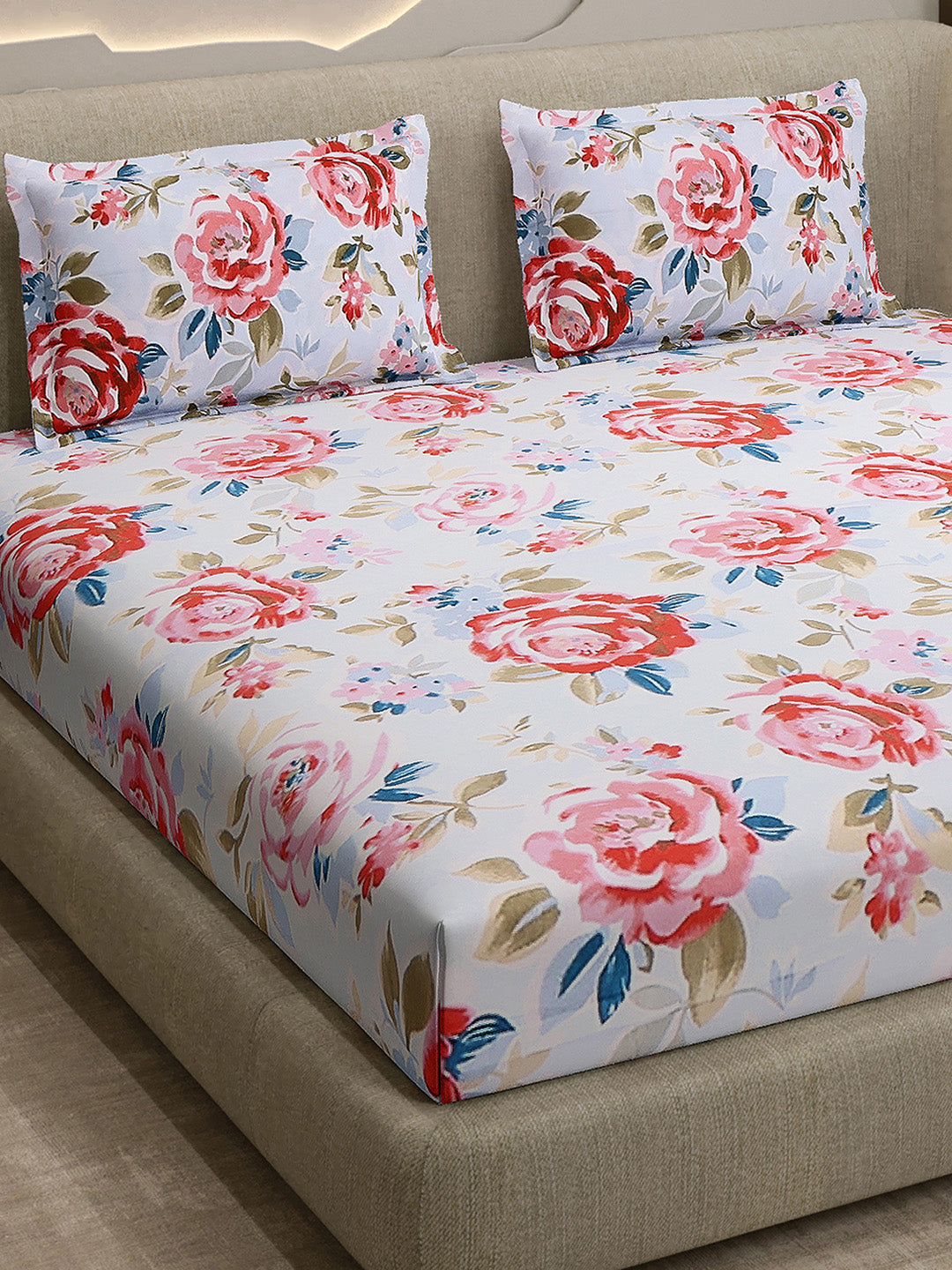 Printed Double Bed 130 GSM 4 Pc Bedding Set (1 Bedsheet, 1 AC Comforter & 2 Pillow Cover)