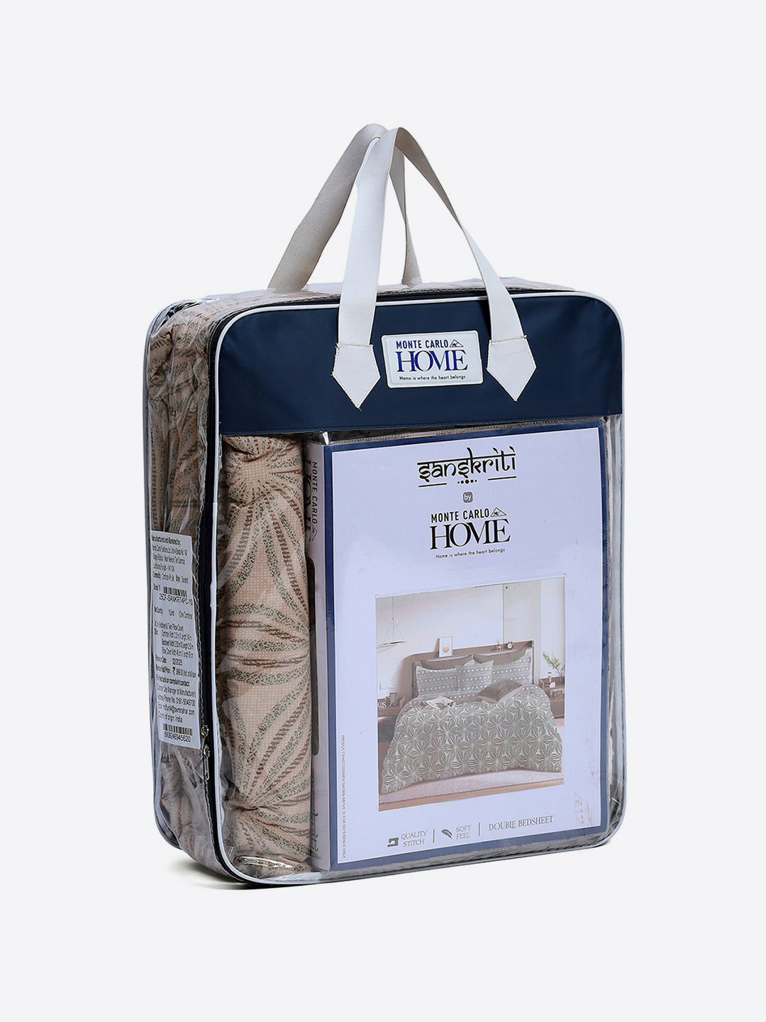 Printed Double Bed 130 GSM 4 Pc Bedding Set (1 Bedsheet, 1 AC Comforter & 2 Pillow Cover)