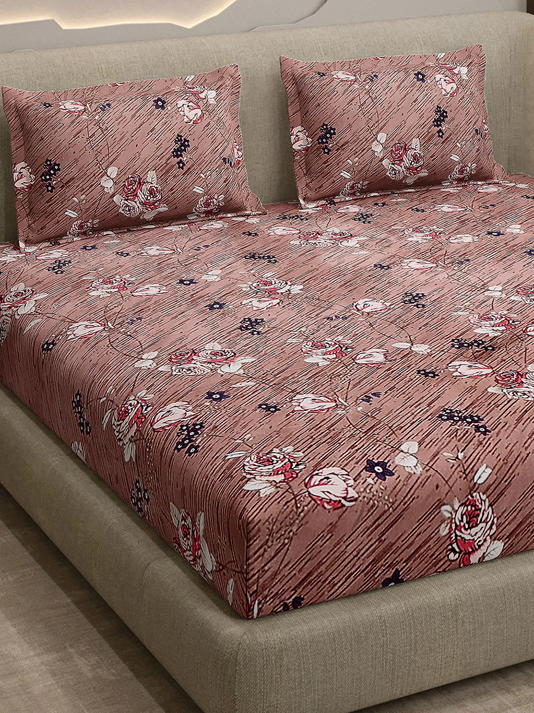 Printed Double Bed 130 GSM 4 Pc Bedding Set (1 Bedsheet, 1 AC Comforter & 2 Pillow Cover)