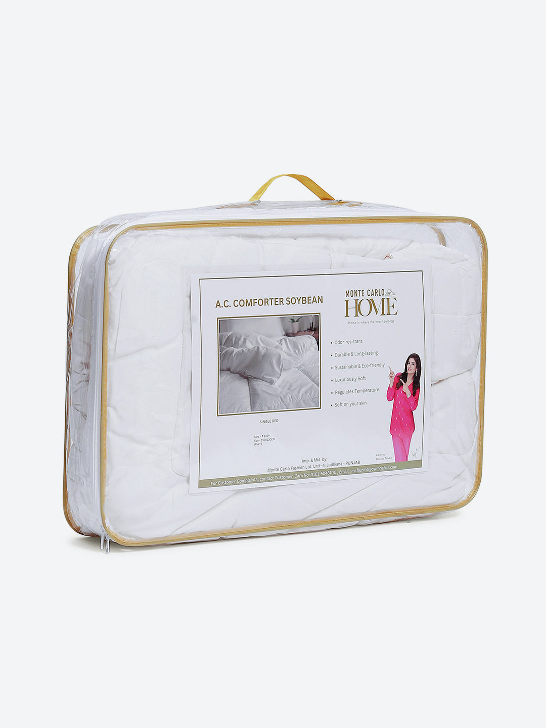 Solid Single Bed 233 GSM Comforter for AC Room (Soybean)