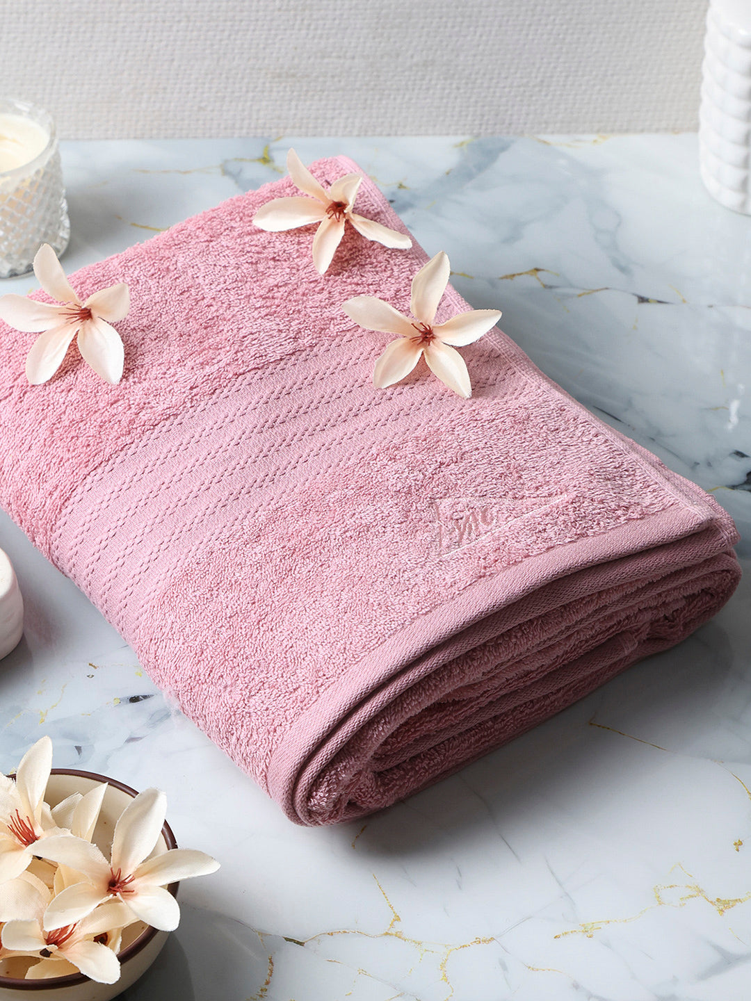 Light Pink Cotton Solid 400 GSM Car Towel (Jazz)